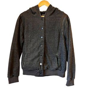 Hurley Mens Jacket Black Pockets Long Sleeve Button Front Hooded Size Large